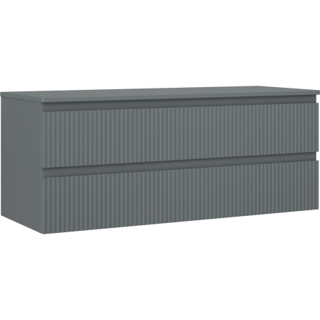 Mexen Rivel Badezimmerschrank unter dem Waschbecken 120 cm mit Arbeitsplatte, 2 Schubladen, gerillt, Graphit Matt