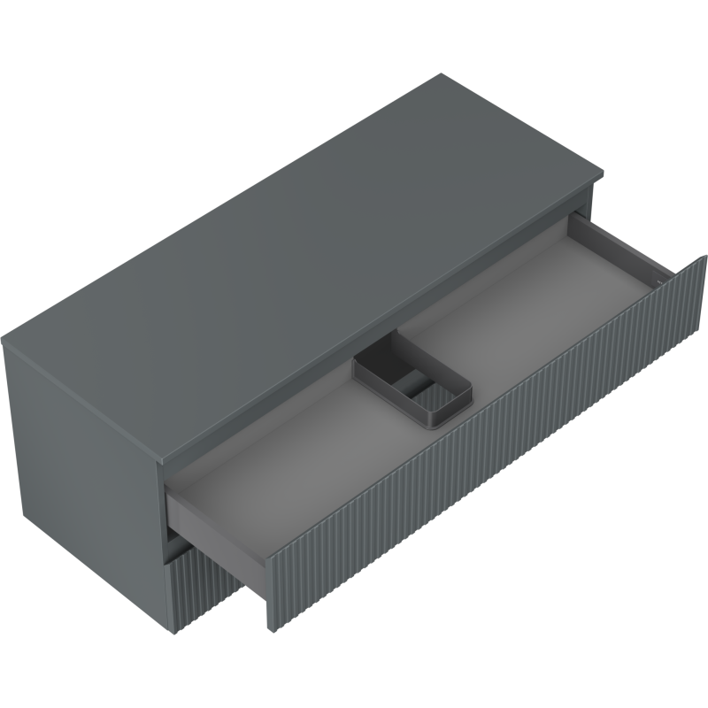 Mexen Rivel Badezimmerschrank unter dem Waschbecken 120 cm mit Arbeitsplatte, 2 Schubladen, gerillt, Graphit Matt