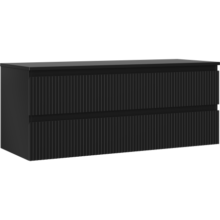 Mexen Rivel Badezimmerschrank unter dem Waschbecken 120 cm mit Arbeitsplatte, 2 Schubladen, geriffelt, schwarz matt