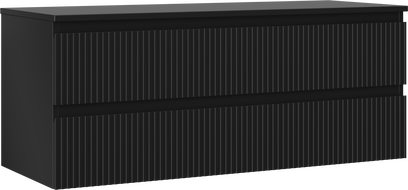 Mexen Rivel Badezimmerschrank unter dem Waschbecken 120 cm mit Arbeitsplatte, 2 Schubladen, geriffelt, schwarz matt
