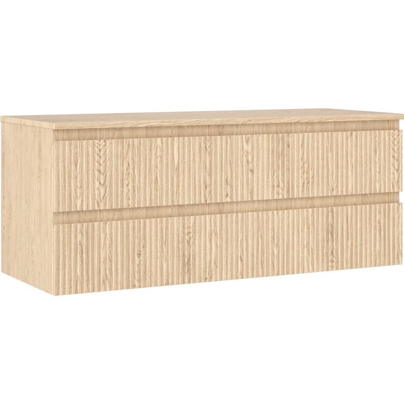 Mexen Rivel Badezimmerunterschrank 120 cm mit Arbeitsplatte, 2 Schubladen, geriffelt, Eiche - 91A20-12047-2-BFFC81