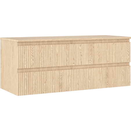 Mexen Rivel Badezimmerunterschrank 120 cm mit Arbeitsplatte, 2 Schubladen, geriffelt, Eiche - 91A20-12047-2-BFFC81