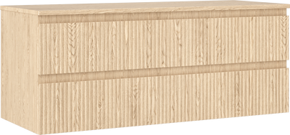 Mexen Rivel Badezimmerunterschrank 120 cm mit Arbeitsplatte, 2 Schubladen, geriffelt, Eiche - 91A20-12047-2-BFFC81