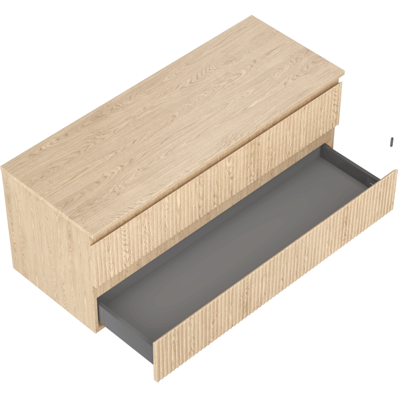 Mexen Rivel Badezimmerunterschrank 120 cm mit Arbeitsplatte, 2 Schubladen, geriffelt, Eiche - 91A20-12047-2-BFFC81