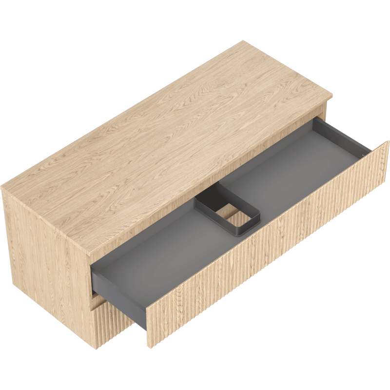 Mexen Rivel Badezimmerunterschrank 120 cm mit Arbeitsplatte, 2 Schubladen, geriffelt, Eiche - 91A20-12047-2-BFFC81