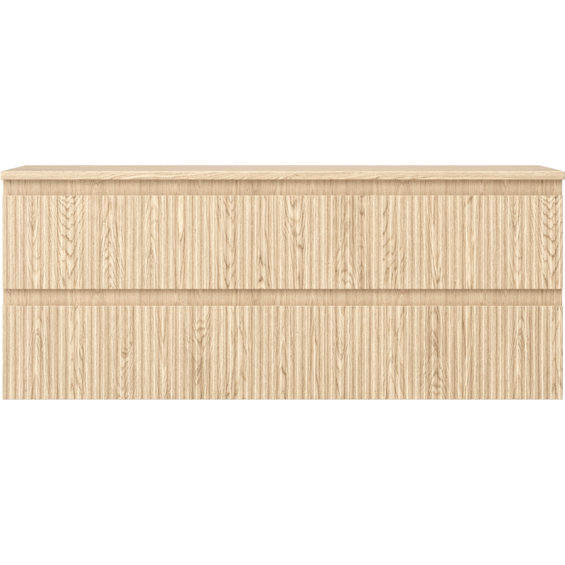 Mexen Rivel Badezimmerunterschrank 120 cm mit Arbeitsplatte, 2 Schubladen, geriffelt, Eiche - 91A20-12047-2-BFFC81