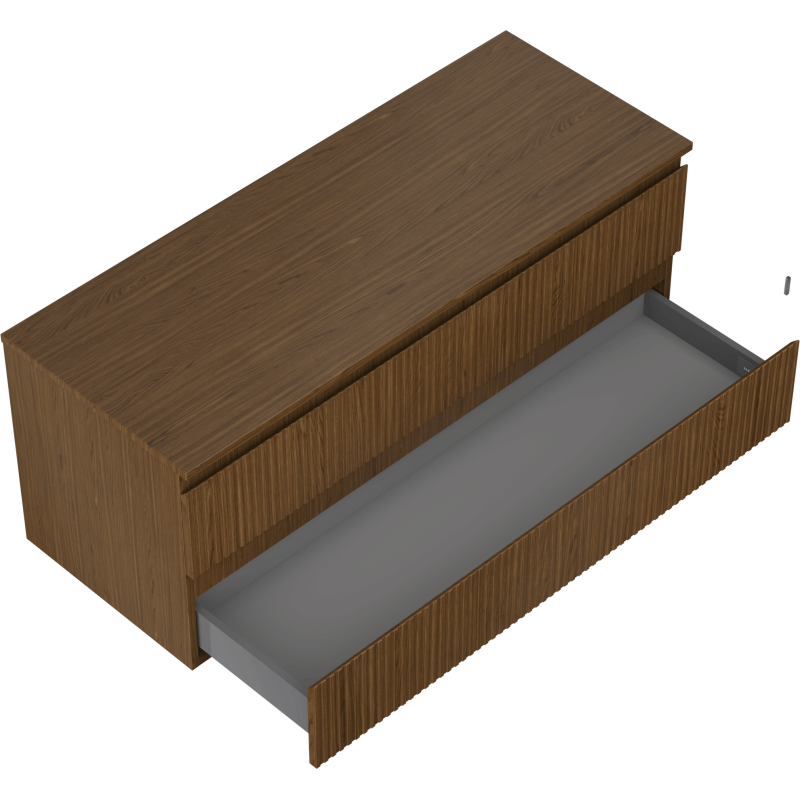 Mexen Rivel Badezimmerunterschrank 120 cm mit Platte, 2 Schubladen, geriffelt, Nussbaum - 91A20-12047-2-BFFC86