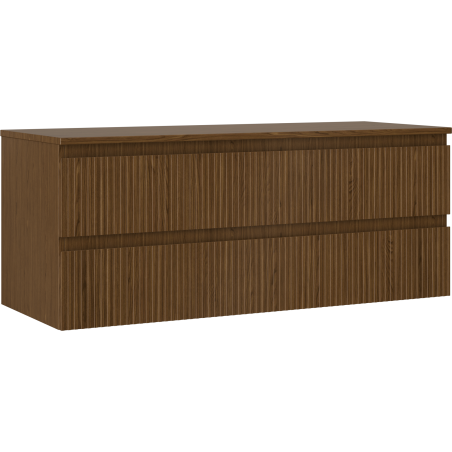 Mexen Rivel Badezimmerunterschrank 120 cm mit Platte, 2 Schubladen, geriffelt, Nussbaum - 91A20-12047-2-BFFC86