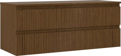 Mexen Rivel Badezimmerunterschrank 120 cm mit Platte, 2 Schubladen, geriffelt, Nussbaum - 91A20-12047-2-BFFC86