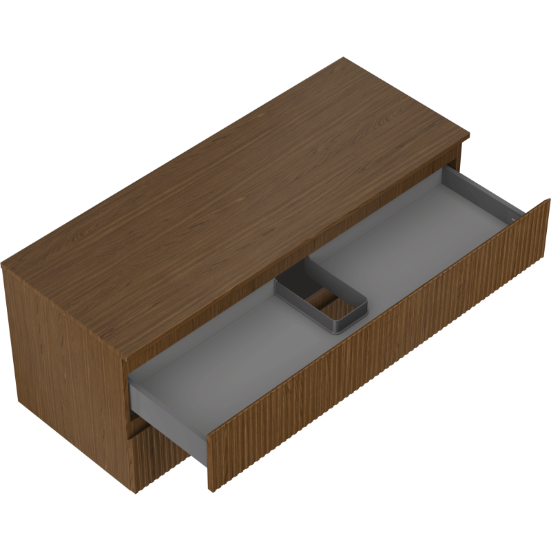 Mexen Rivel Badezimmerunterschrank 120 cm mit Platte, 2 Schubladen, geriffelt, Nussbaum - 91A20-12047-2-BFFC86