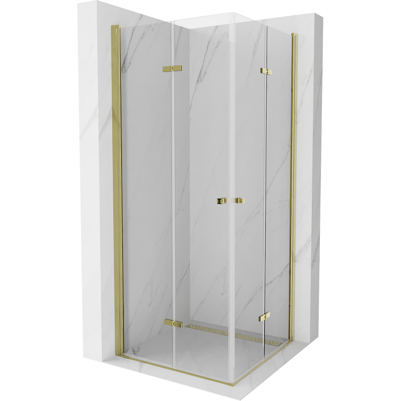 Mexen Lima Duo Faltbare Duschkabine 70 x 70 cm, transparent, gold - 856-070-070-50-00-02