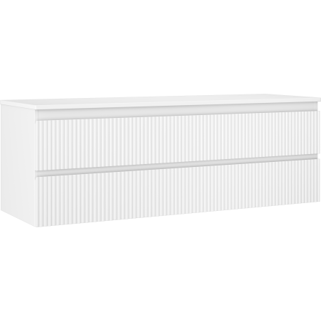 Mexen Rivel Waschtischunterschrank 140 cm mit Arbeitsplatte, 2 Schubladen, gerillt, weiß matt - 91A20-14047-2-BFFC01