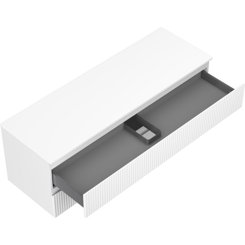 Mexen Rivel Waschtischunterschrank 140 cm mit Arbeitsplatte, 2 Schubladen, gerillt, weiß matt - 91A20-14047-2-BFFC01