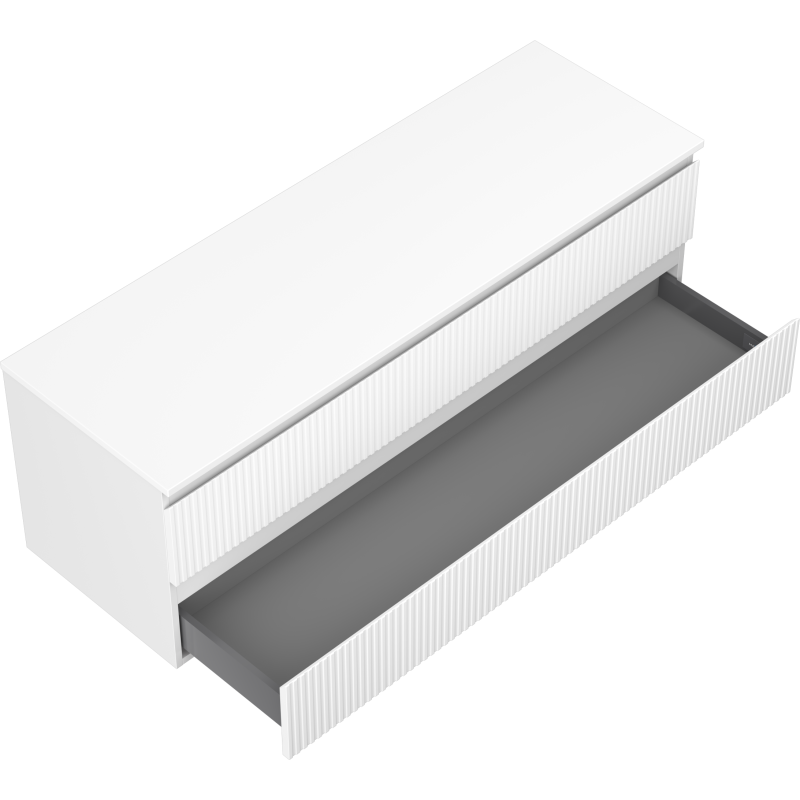 Mexen Rivel Waschtischunterschrank 140 cm mit Arbeitsplatte, 2 Schubladen, gerillt, weiß matt - 91A20-14047-2-BFFC01