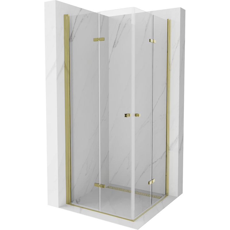 Mexen Lima Duo faltbare Duschkabine 90 x 90 cm, transparent, gold - 856-090-090-50-00-02