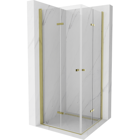 Mexen Lima Duo faltbare Duschkabine 90 x 90 cm, transparent, gold - 856-090-090-50-00-02