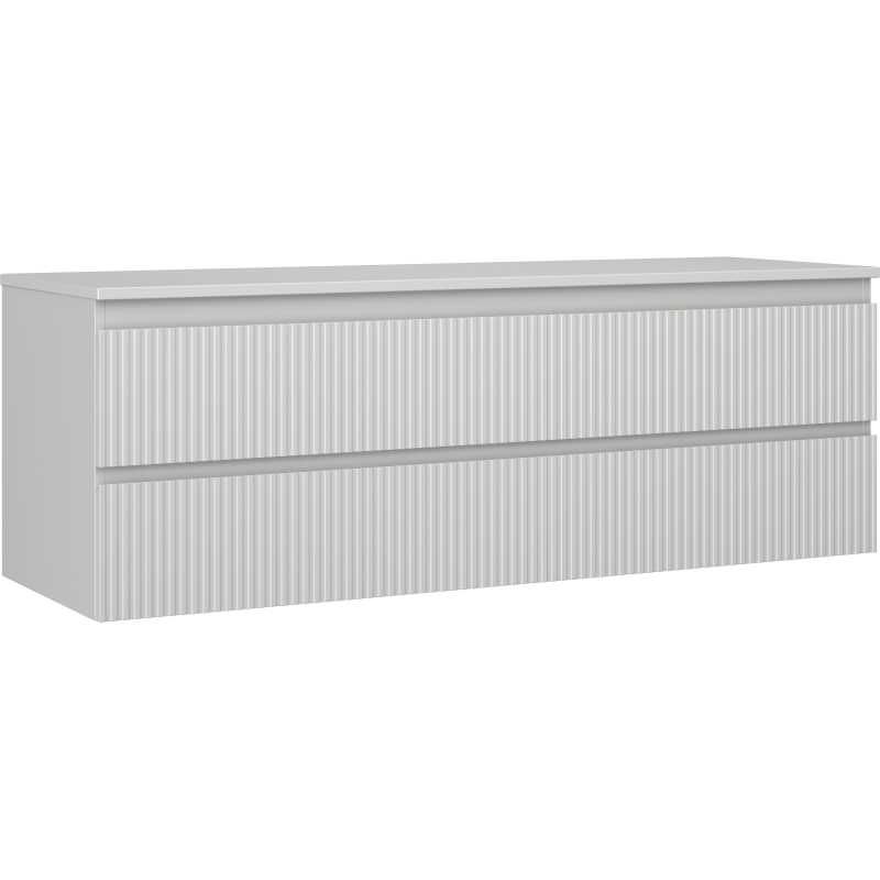 Mexen Rivel Badezimmer-Unterschrank 140 cm mit Arbeitsplatte, 2 Schubladen, geriffelt, grau matt - 91A20-14047-2-BFFC62