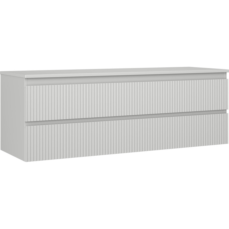 Mexen Rivel Badezimmerschrank unter dem Waschbecken 140 cm mit Arbeitsplatte, 2 Schubladen, geriffelt, grau matt