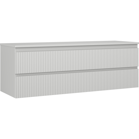 Mexen Rivel Badezimmer-Unterschrank 140 cm mit Arbeitsplatte, 2 Schubladen, geriffelt, grau matt - 91A20-14047-2-BFFC62