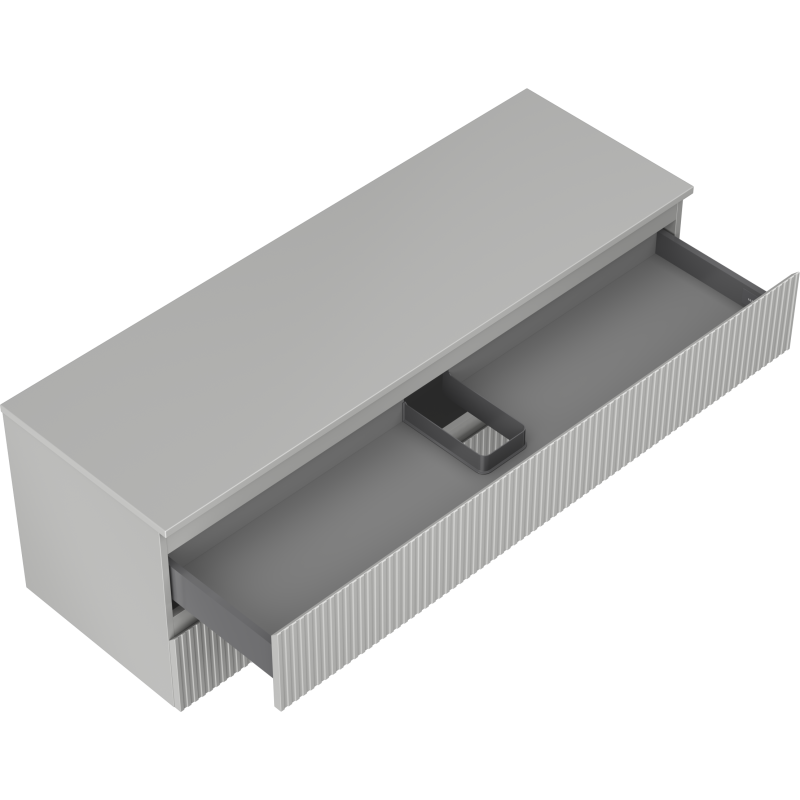 Mexen Rivel Badezimmer-Unterschrank 140 cm mit Arbeitsplatte, 2 Schubladen, geriffelt, grau matt - 91A20-14047-2-BFFC62