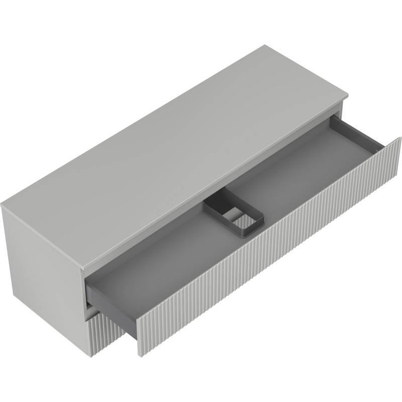 Mexen Rivel Badezimmerschrank unter dem Waschbecken 140 cm mit Arbeitsplatte, 2 Schubladen, geriffelt, grau matt