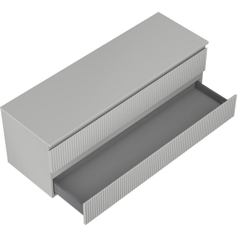 Mexen Rivel Badezimmer-Unterschrank 140 cm mit Arbeitsplatte, 2 Schubladen, geriffelt, grau matt - 91A20-14047-2-BFFC62