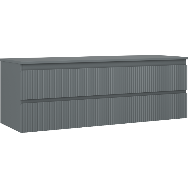 Mexen Rivel Waschtischunterschrank 140 cm mit Arbeitsplatte, 2 Schubladen, geriffelt, Graphit matt - 91A20-14047-2-BFFC66