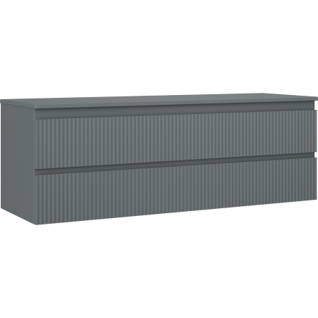 Mexen Rivel Waschtischunterschrank 140 cm mit Arbeitsplatte, 2 Schubladen, geriffelt, Graphit matt - 91A20-14047-2-BFFC66