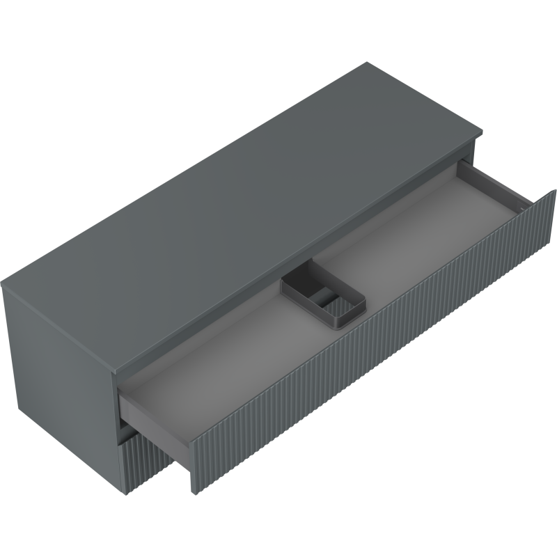 Mexen Rivel Waschtischunterschrank 140 cm mit Arbeitsplatte, 2 Schubladen, geriffelt, Graphit matt - 91A20-14047-2-BFFC66
