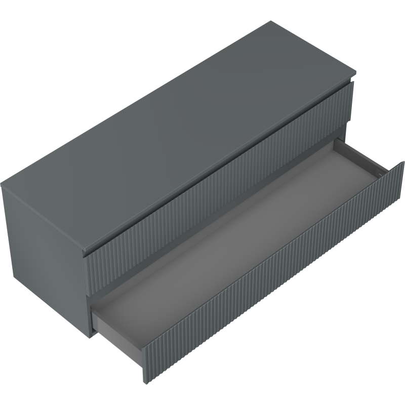Mexen Rivel Waschtischunterschrank 140 cm mit Arbeitsplatte, 2 Schubladen, geriffelt, Graphit matt - 91A20-14047-2-BFFC66