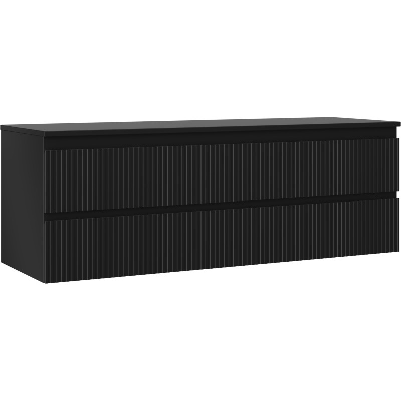 Mexen Rivel Waschtischunterschrank 140 cm mit Arbeitsplatte, 2 Schubladen, geriffelt, schwarz matt - 91A20-14047-2-BFFC71