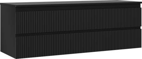 Mexen Rivel Badezimmerschrank 140 cm mit Arbeitsplatte, 2 Schubladen, geriffelt, schwarz matt - 91A20-14047-2-BFFC71