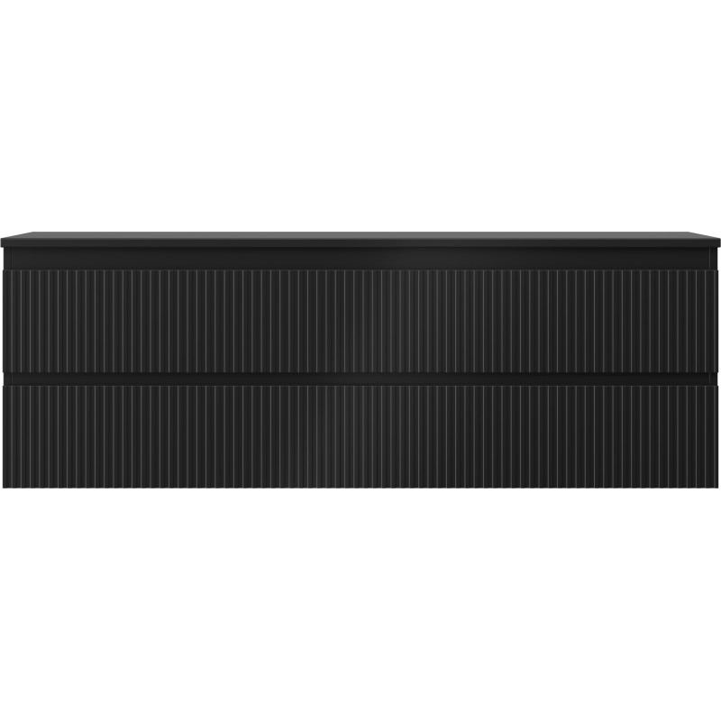 Mexen Rivel Waschtischunterschrank 140 cm mit Arbeitsplatte, 2 Schubladen, geriffelt, schwarz matt - 91A20-14047-2-BFFC71
