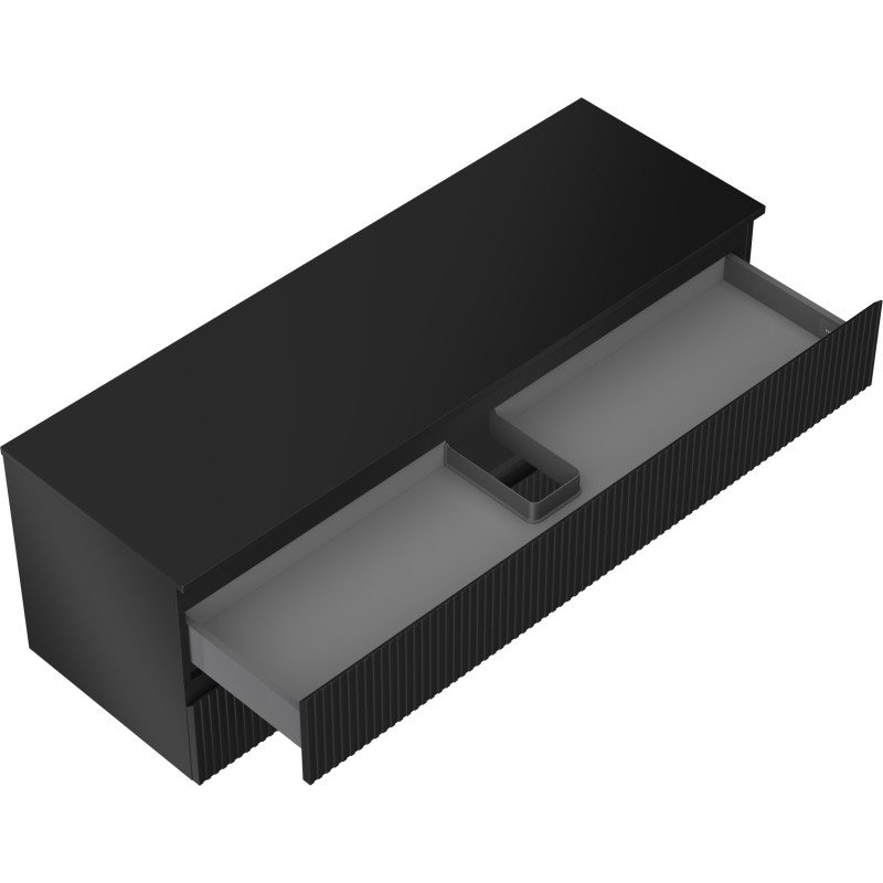 Mexen Rivel Waschtischunterschrank 140 cm mit Arbeitsplatte, 2 Schubladen, geriffelt, schwarz matt - 91A20-14047-2-BFFC71