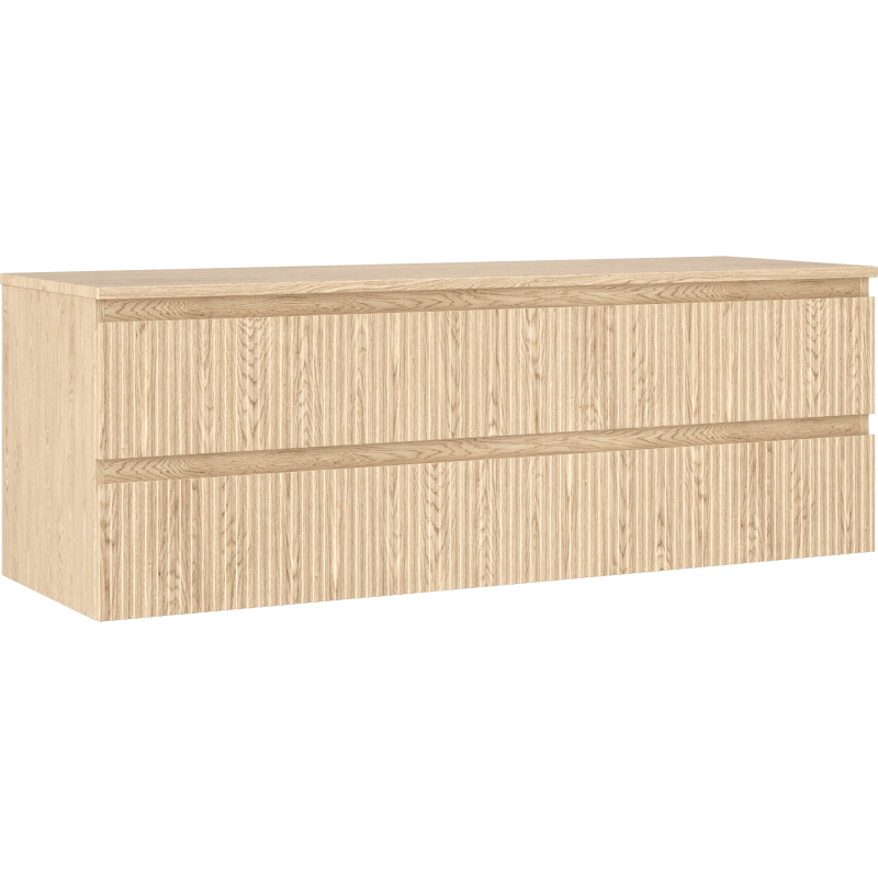 Mexen Rivel Badezimmerunterschrank 140 cm mit Arbeitsplatte, 2 Schubladen, geriffelt, Eiche - 91A20-14047-2-BFFC81