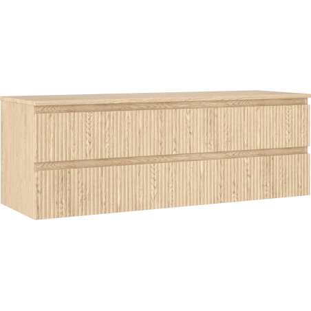 Mexen Rivel Badezimmerunterschrank 140 cm mit Arbeitsplatte, 2 Schubladen, geriffelt, Eiche - 91A20-14047-2-BFFC81