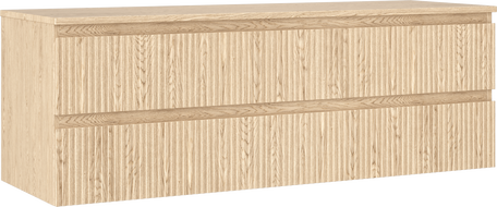 Mexen Rivel Badezimmerunterschrank 140 cm mit Arbeitsplatte, 2 Schubladen, geriffelt, Eiche - 91A20-14047-2-BFFC81