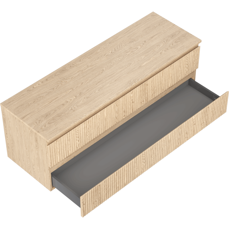 Mexen Rivel Badezimmerunterschrank 140 cm mit Arbeitsplatte, 2 Schubladen, geriffelt, Eiche - 91A20-14047-2-BFFC81
