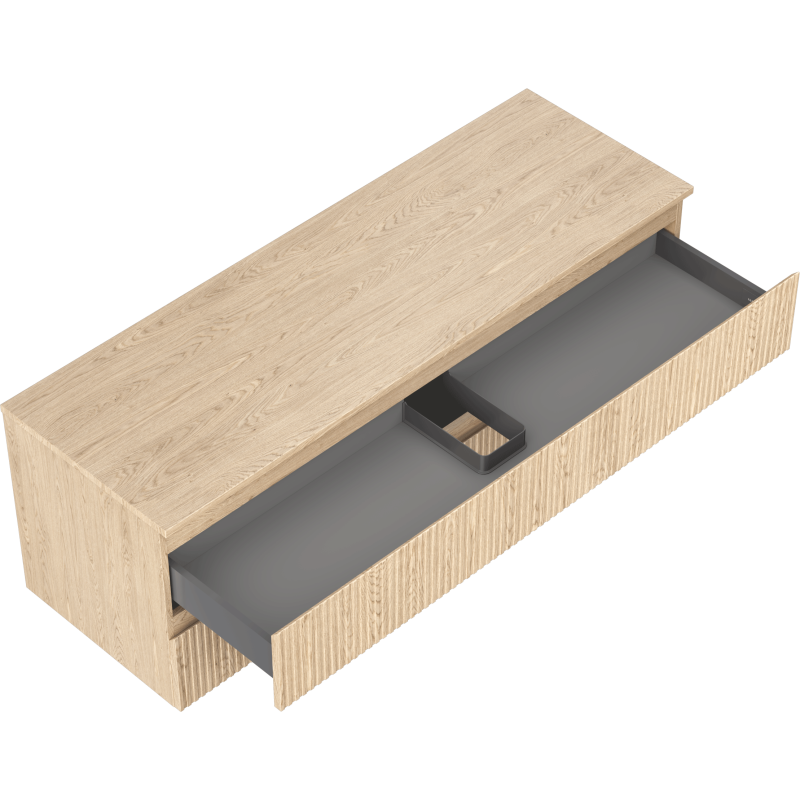 Mexen Rivel Badezimmerunterschrank 140 cm mit Arbeitsplatte, 2 Schubladen, geriffelt, Eiche - 91A20-14047-2-BFFC81