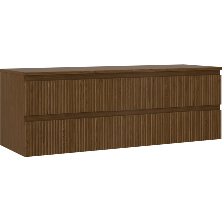 Mexen Rivel Badezimmerschrank 140 cm mit Platte, 2 Schubladen, geriffelt, Nussbaum - 91A20-14047-2-BFFC86