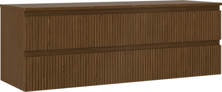 Mexen Rivel Badezimmerschrank 140 cm mit Platte, 2 Schubladen, geriffelt, Nussbaum - 91A20-14047-2-BFFC86
