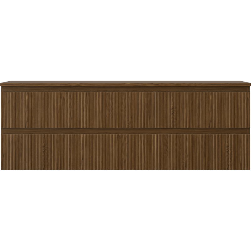 Mexen Rivel Badezimmerschrank 140 cm mit Platte, 2 Schubladen, geriffelt, Nussbaum - 91A20-14047-2-BFFC86