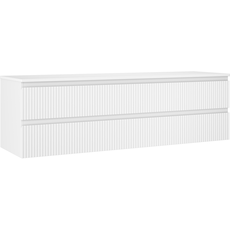 Mexen Rivel Badezimmer-Unterschrank 160 cm mit Arbeitsplatte, 2 Schubladen, geriffelt, mattweiß - 91A20-16047-2-BFFC01