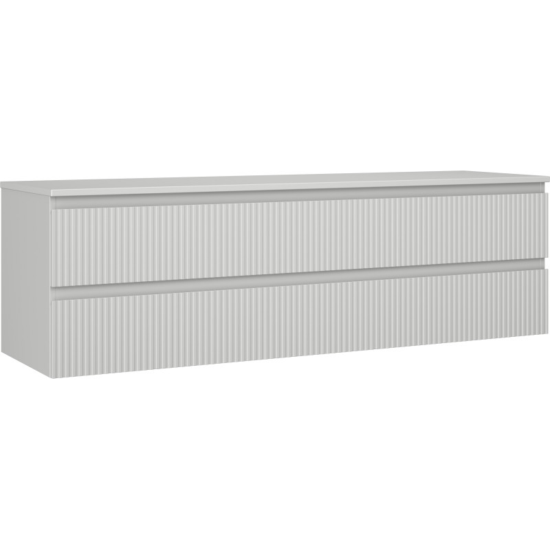 Mexen Rivel 160 cm Unterschrank mit Waschbecken mit Arbeitsplatte, 2 Schubladen, geriffelt, grau matt - 91A20-16047-2-BFFC62