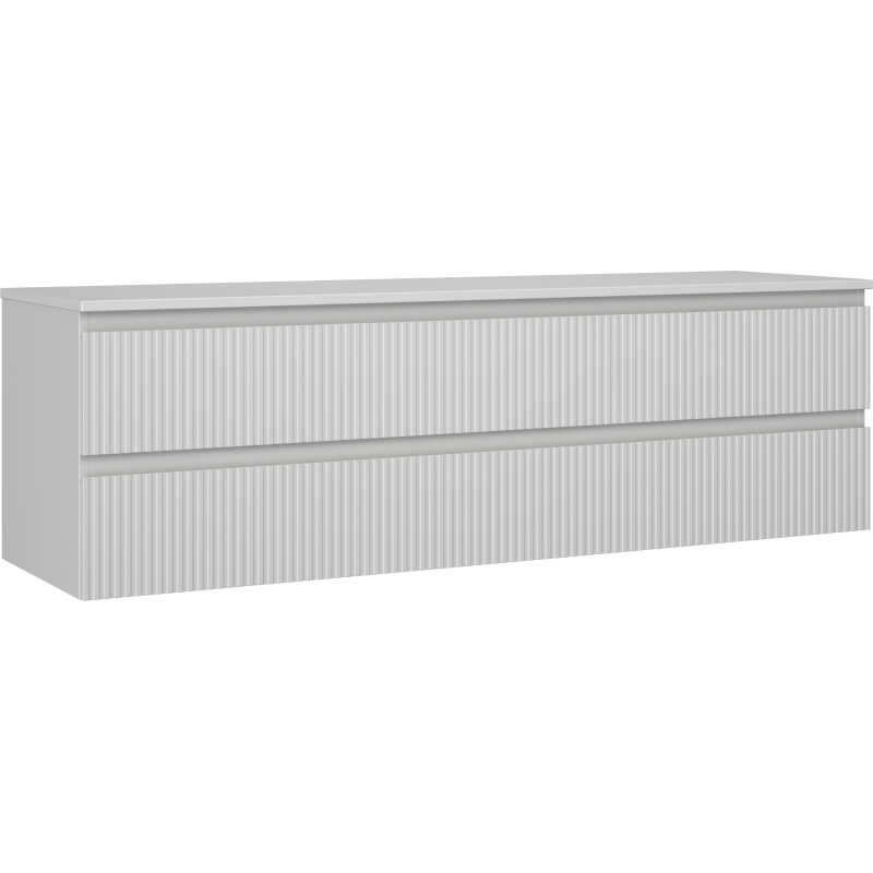 Mexen Rivel Badezimmerschrank 160 cm mit Tischplatte, 2 Schubladen, geriffelt, grau matt - 91A20-16047-2-BFFC62