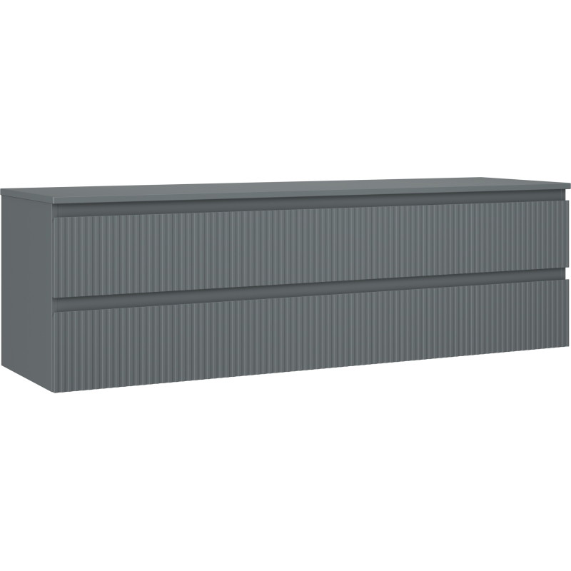 Mexen Rivel 160 cm Unterschrank für das Badezimmer mit Platte, 2 Schubladen, geriffelt, Graphit matt - 91A20-16047-2-BFFC66