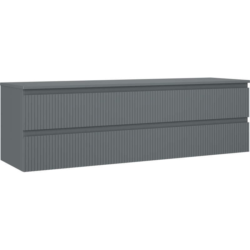 Mexen Rivel Badezimmerschrank 160 cm mit Waschbeckenplatte, 2 Schubladen, gerillt, Graphit matt - 91A20-16047-2-BFFC66