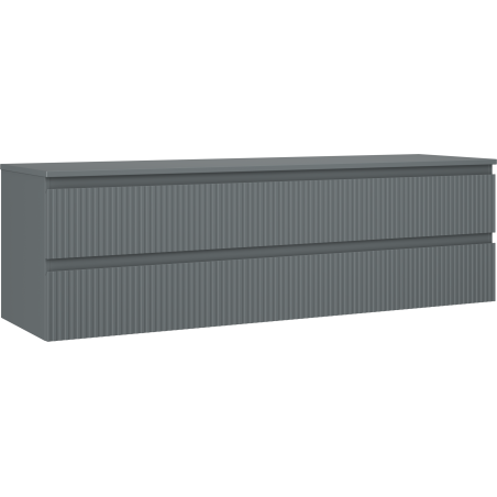 Mexen Rivel Badezimmerschrank 160 cm mit Waschbeckenplatte, 2 Schubladen, gerillt, Graphit matt - 91A20-16047-2-BFFC66