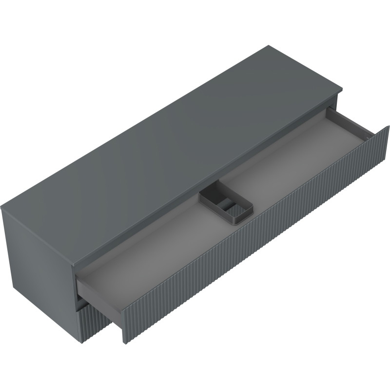 Mexen Rivel 160 cm Unterschrank für das Badezimmer mit Platte, 2 Schubladen, geriffelt, Graphit matt - 91A20-16047-2-BFFC66