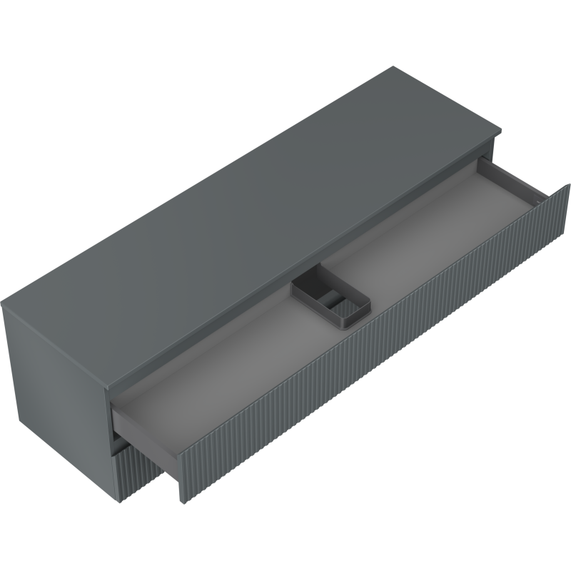 Mexen Rivel Badezimmerschrank 160 cm mit Waschbeckenplatte, 2 Schubladen, gerillt, Graphit matt - 91A20-16047-2-BFFC66